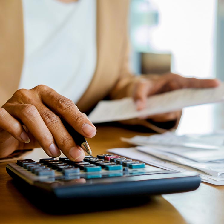 Woman with calculator